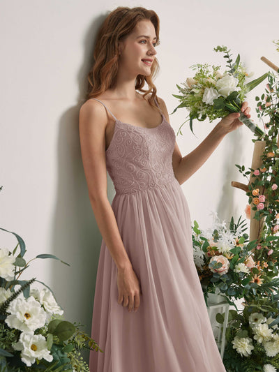 Carlyna Verna A-Line Taupe Beaded Bridesmaid Dress Maxi Sleeveless Sweetheart Dress Side View 2 #color_taupe