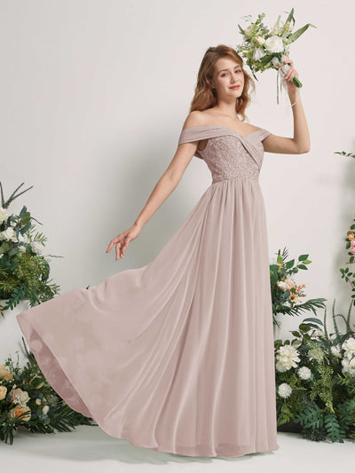 Carlyna Leona A-Line Taupe Embroidered Bridesmaid Dress Maxi Sleeveless Sweetheart Dress Side View 2 #color_taupe