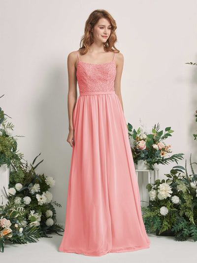 Carlyna Ursula A-Line Ballet Pink Beaded Bridesmaid Dress Maxi Sleeveless Sweetheart Dress Front View #color_ballet-pink