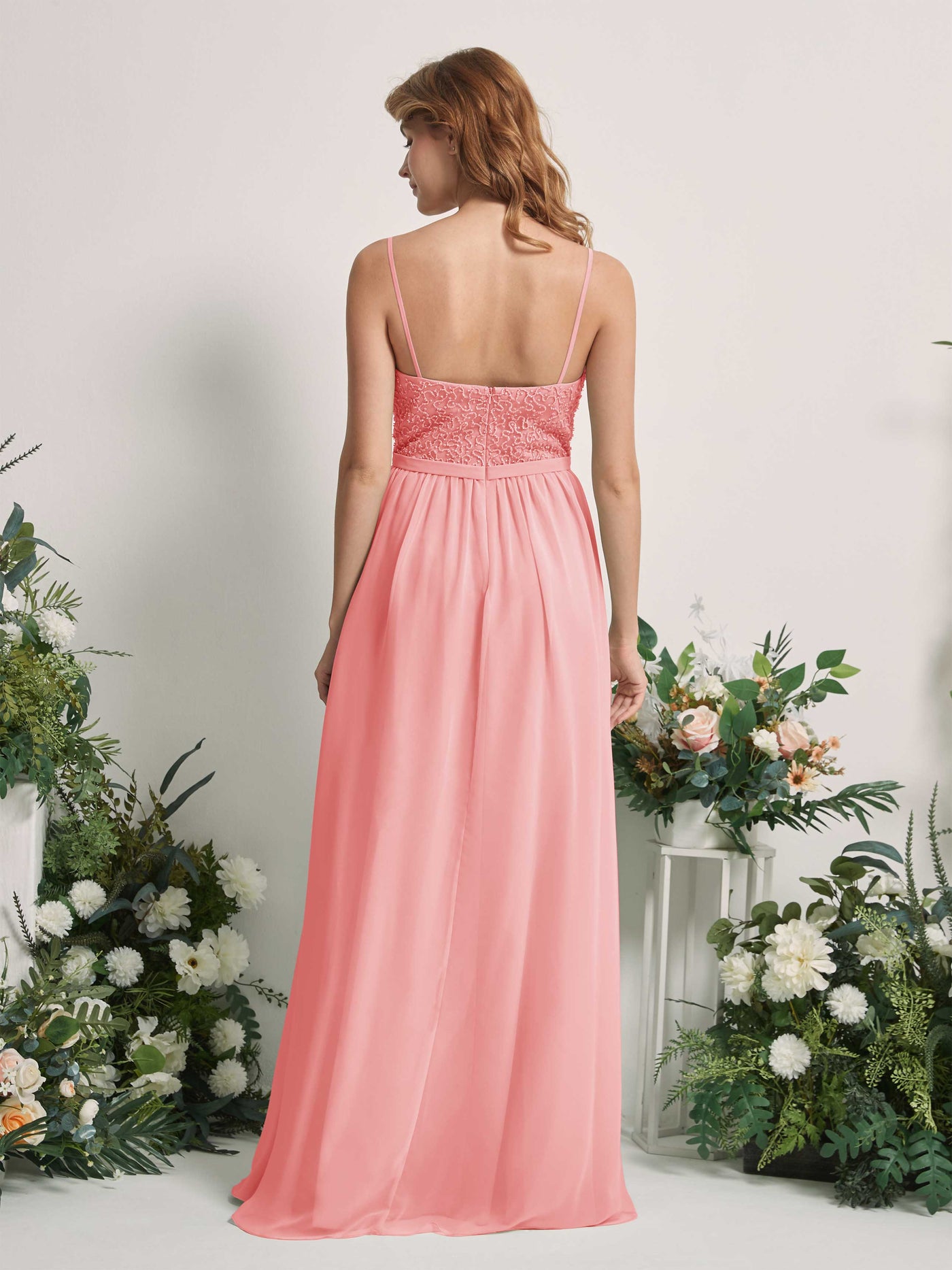 Ballet Pink Bridesmaid Dresses A-line Open back Spaghetti-straps Sleeveless Dresses (83220140)#color_ballet-pink
