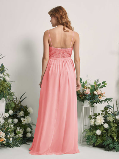 Carlyna Ursula A-Line Ballet Pink Beaded Bridesmaid Dress Maxi Sleeveless Sweetheart Dress Back View #color_ballet-pink