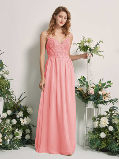 Carlyna Alexandra A-Line Ballet Pink Beaded Bridesmaid Dress Maxi Sleeveless V-Neck Dress Front View #color_ballet-pink