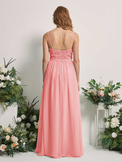 Carlyna Alexandra A-Line Ballet Pink Beaded Bridesmaid Dress Maxi Sleeveless V-Neck Dress Back View #color_ballet-pink