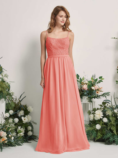Carlyna Ursula A-Line Peach Pink Beaded Bridesmaid Dress Maxi Sleeveless Sweetheart Dress Front View #color_peach-pink
