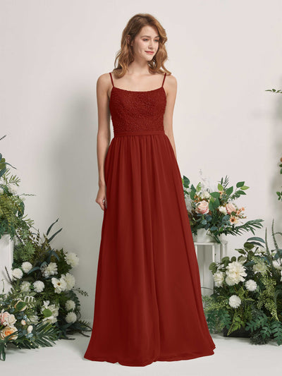 Carlyna Ursula A-Line Rust Beaded Bridesmaid Dress Maxi Sleeveless Sweetheart Dress Front View #color_rust