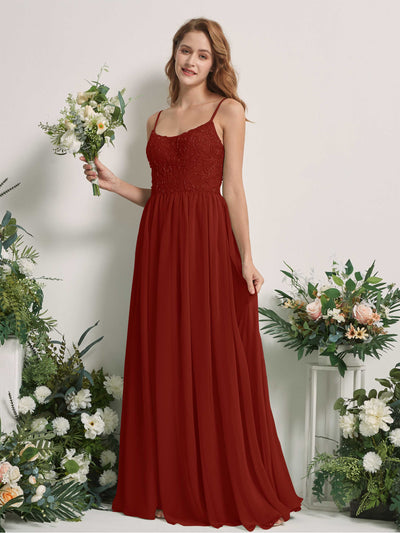 Carlyna Verna A-Line Rust Beaded Bridesmaid Dress Maxi Sleeveless Sweetheart Dress Front View #color_rust