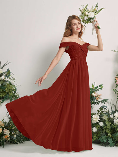 Carlyna Leona A-Line Rust Embroidered Bridesmaid Dress Maxi Sleeveless Sweetheart Dress Side View 2 #color_rust