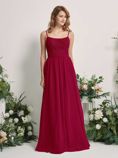 Carlyna Ursula A-Line Jester Red Beaded Bridesmaid Dress Maxi Sleeveless Sweetheart Dress Front View #color_jester-red