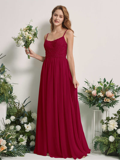 Carlyna Verna A-Line Jester Red Beaded Bridesmaid Dress Maxi Sleeveless Sweetheart Dress Front View #color_jester-red