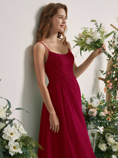 Carlyna Verna A-Line Jester Red Beaded Bridesmaid Dress Maxi Sleeveless Sweetheart Dress Side View 2 #color_jester-red