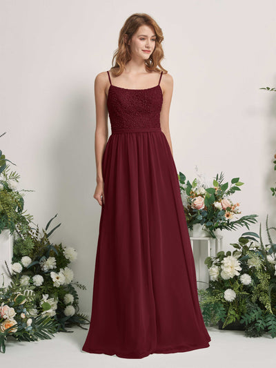 Carlyna Ursula A-Line Burgundy Beaded Bridesmaid Dress Maxi Sleeveless Sweetheart Dress Front View #color_burgundy