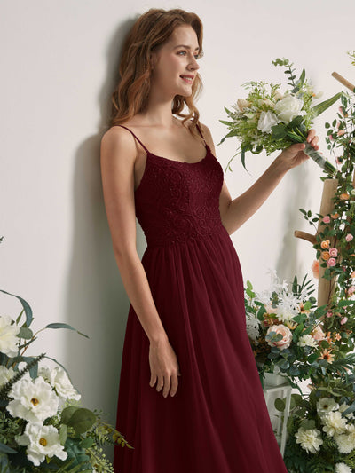 Carlyna Verna A-Line Burgundy Beaded Bridesmaid Dress Maxi Sleeveless Sweetheart Dress Side View 2 #color_burgundy