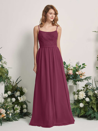 Carlyna Ursula A-Line Chianti Beaded Bridesmaid Dress Maxi Sleeveless Sweetheart Dress Front View #color_chianti