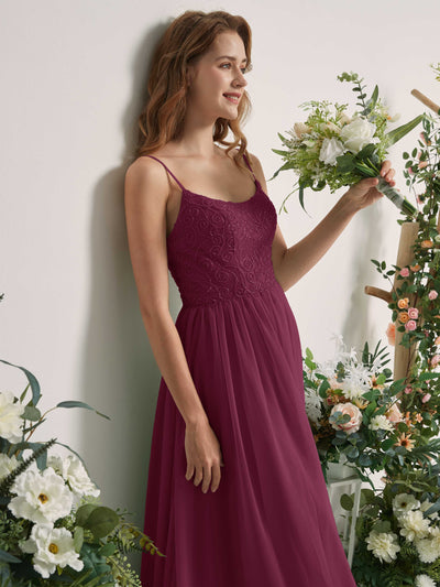 Carlyna Verna A-Line Chianti Beaded Bridesmaid Dress Maxi Sleeveless Sweetheart Dress Side View 2 #color_chianti