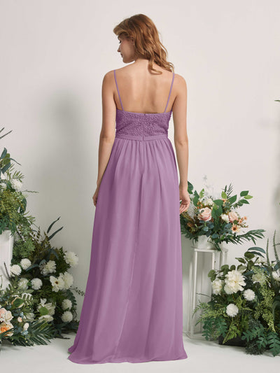 Carlyna Ursula A-Line Orchid Mist Beaded Bridesmaid Dress Maxi Sleeveless Sweetheart Dress Back View #color_orchid-mist