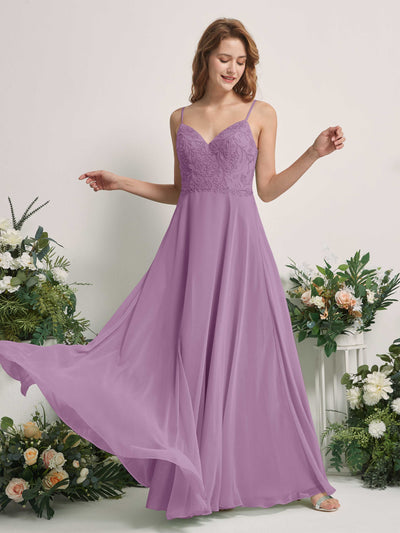 Carlyna Gail A-Line Orchid Mist Beaded Bridesmaid Dress Maxi Sleeveless V-Neck Dress Front View #color_orchid-mist