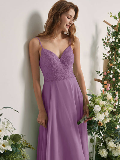 Carlyna Gail A-Line Orchid Mist Beaded Bridesmaid Dress Maxi Sleeveless V-Neck Dress Side View 3 #color_orchid-mist