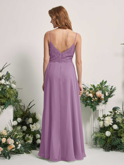 Carlyna Gail A-Line Orchid Mist Beaded Bridesmaid Dress Maxi Sleeveless V-Neck Dress Back View #color_orchid-mist