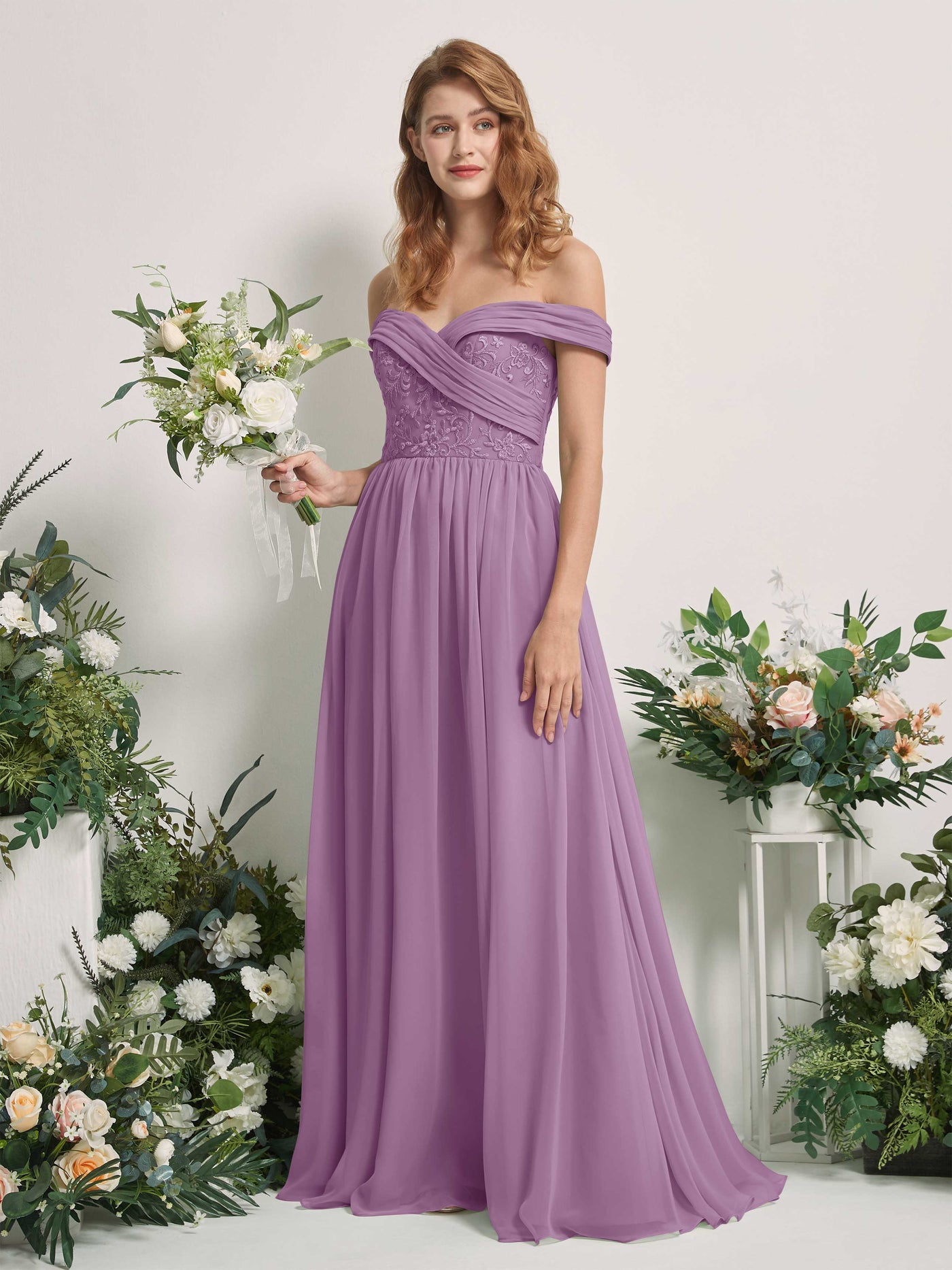 Orchid Mist Bridesmaid Dresses Ball Gown Off Shoulder Sleeveless Chiffon Dresses (83220421)#color_orchid-mist