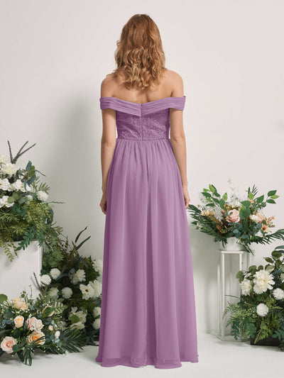 Carlyna Leona A-Line Orchid Mist Embroidered Bridesmaid Dress Maxi Sleeveless Sweetheart Dress Back View #color_orchid-mist