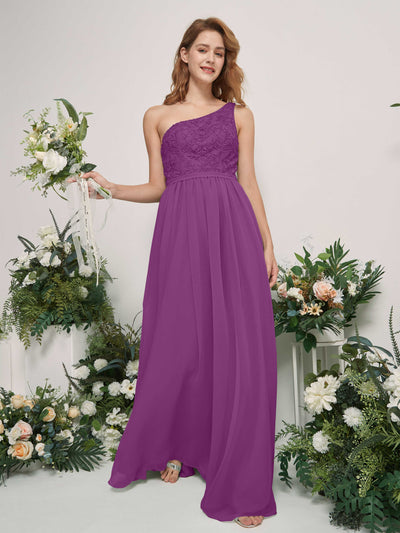 Carlyna Bonita A-Line Purple Embroidered Bridesmaid Dress Maxi Sleeveless One Shoulder Dress Side View 2 #color_purple