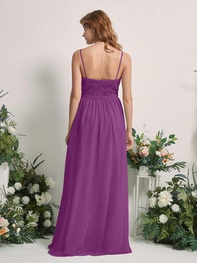 Carlyna Ursula A-Line Purple Beaded Bridesmaid Dress Maxi Sleeveless Sweetheart Dress Back View #color_purple
