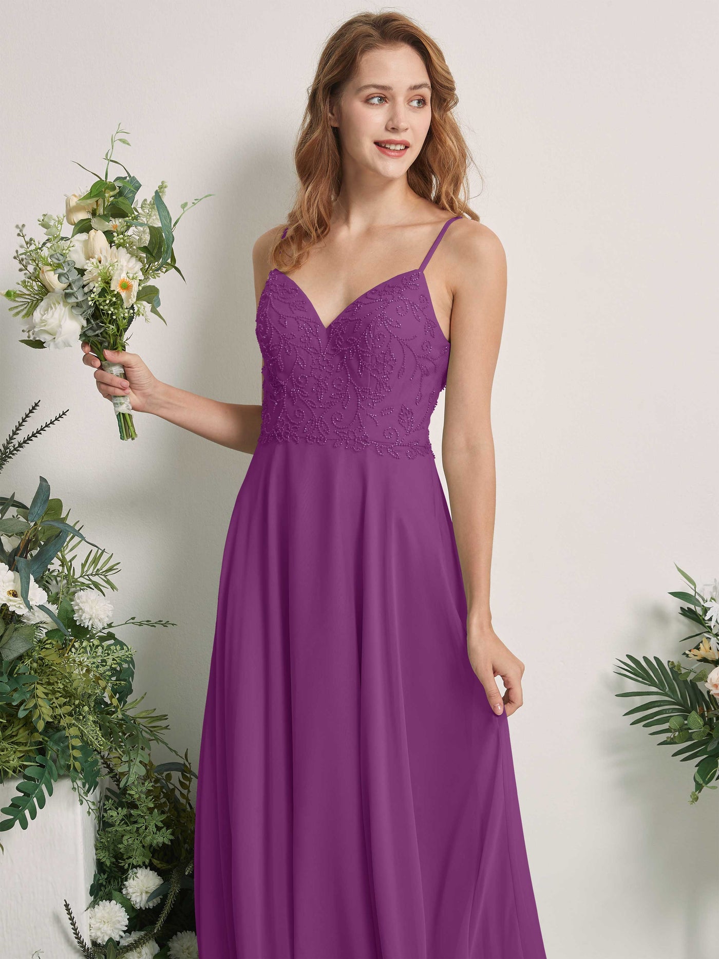 Purple Bridesmaid Dresses A-line Open back Spaghetti-straps Sleeveless Dresses (83221136)#color_purple