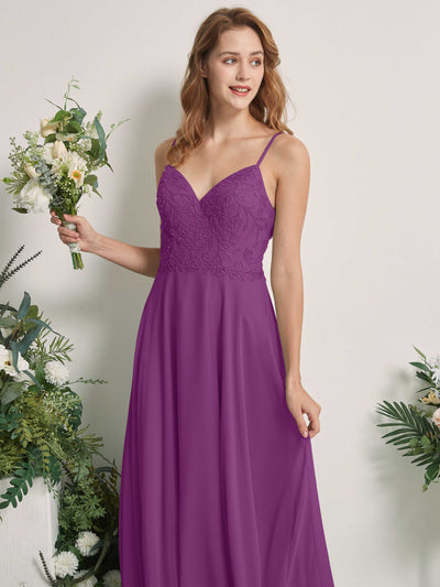 Carlyna Gail A-Line Purple Beaded Bridesmaid Dress Maxi Sleeveless V-Neck Dress Side View 2 #color_purple
