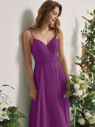Carlyna Gail A-Line Purple Beaded Bridesmaid Dress Maxi Sleeveless V-Neck Dress Side View 3 #color_purple