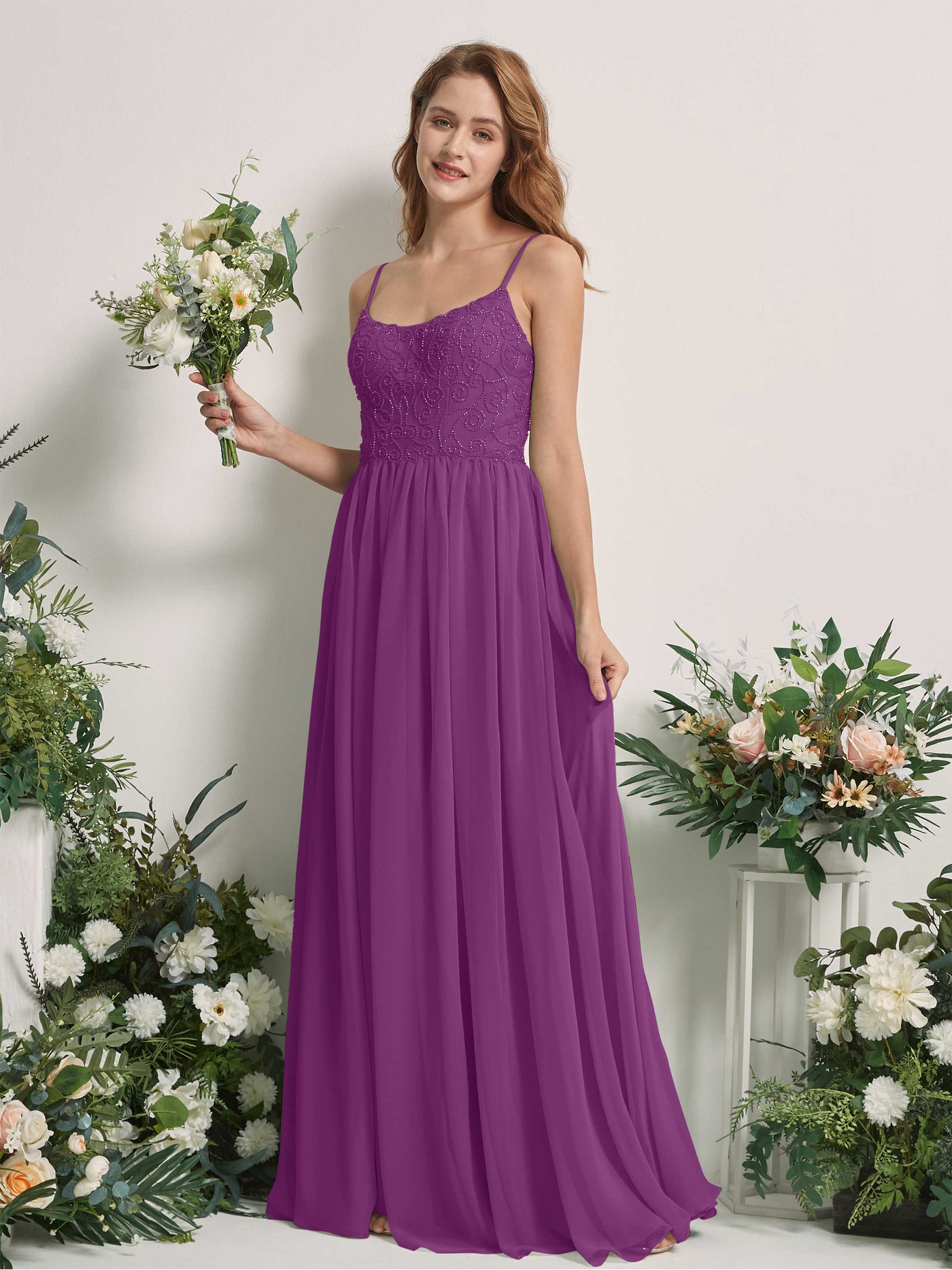 Purple Bridesmaid Dresses A-line Spaghetti-straps Sleeveless Chiffon Dresses (83221236)#color_purple