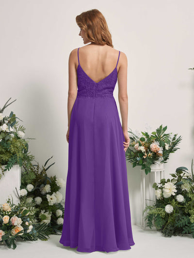 Carlyna Gail A-Line Regency Beaded Bridesmaid Dress Maxi Sleeveless V-Neck Dress Back View #color_regency