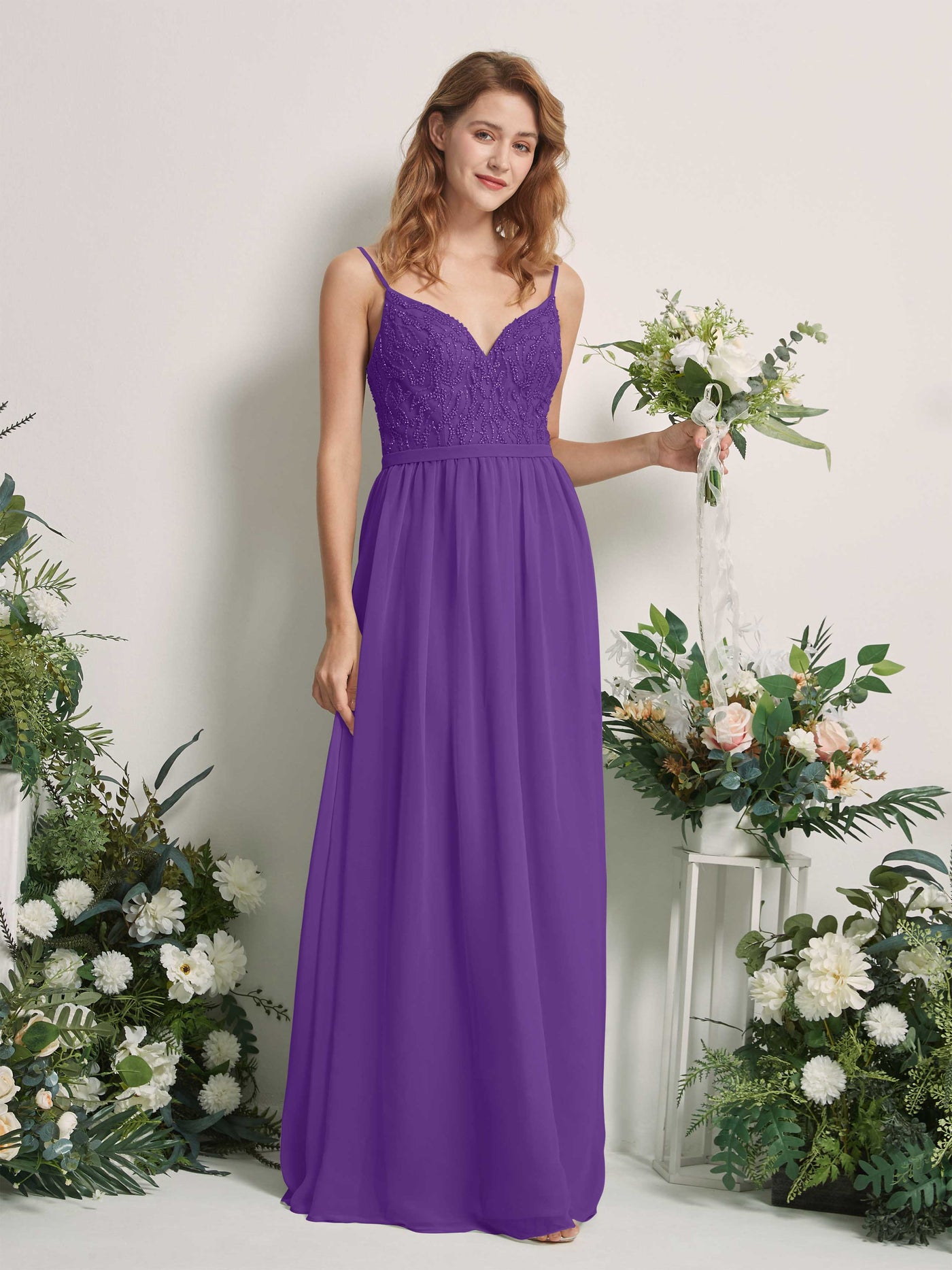 Regency Bridesmaid Dresses A-line Spaghetti-straps Sleeveless Chiffon Dresses (81226528)#color_regency