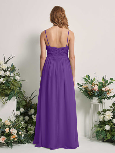 Carlyna Alexandra A-Line Regency Beaded Bridesmaid Dress Maxi Sleeveless V-Neck Dress Back View #color_regency