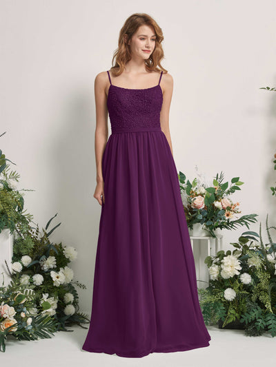 Carlyna Ursula A-Line Grape Beaded Bridesmaid Dress Maxi Sleeveless Sweetheart Dress Front View #color_grape
