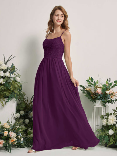 Carlyna Ursula A-Line Grape Beaded Bridesmaid Dress Maxi Sleeveless Sweetheart Dress Side View 2 #color_grape