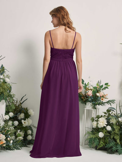 Carlyna Ursula A-Line Grape Beaded Bridesmaid Dress Maxi Sleeveless Sweetheart Dress Back View #color_grape