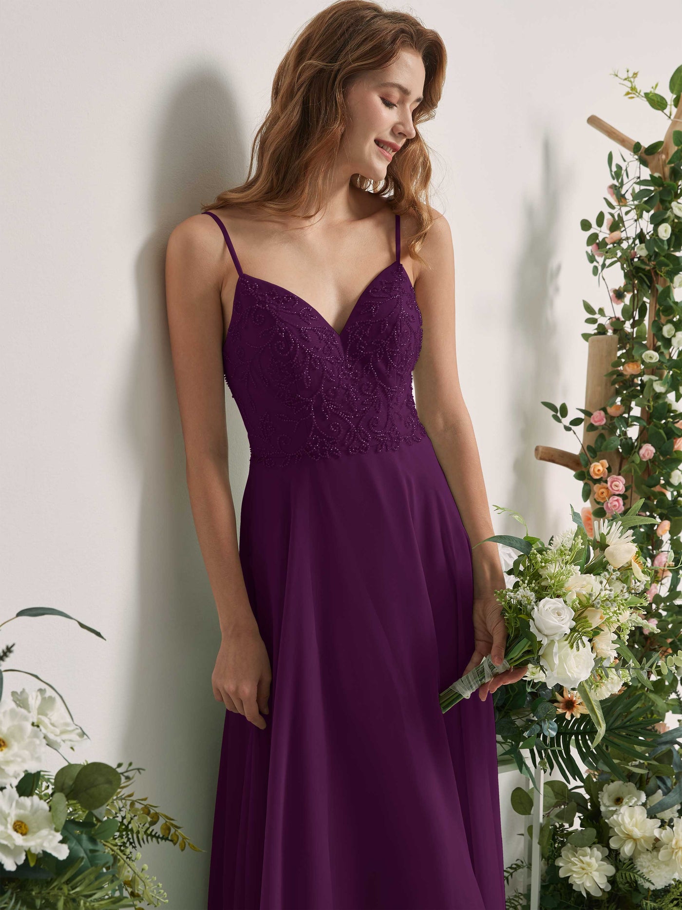 Grape Bridesmaid Dresses A-line Open back Spaghetti-straps Sleeveless Dresses (83221131)#color_grape