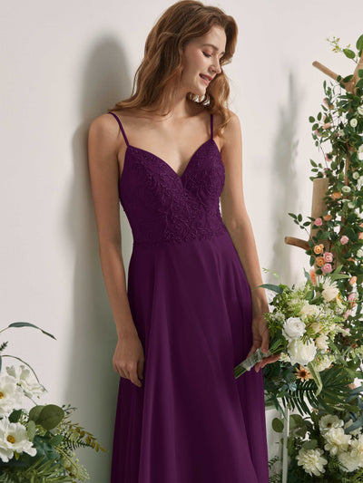 Carlyna Gail A-Line Grape Beaded Bridesmaid Dress Maxi Sleeveless V-Neck Dress Side View 3 #color_grape