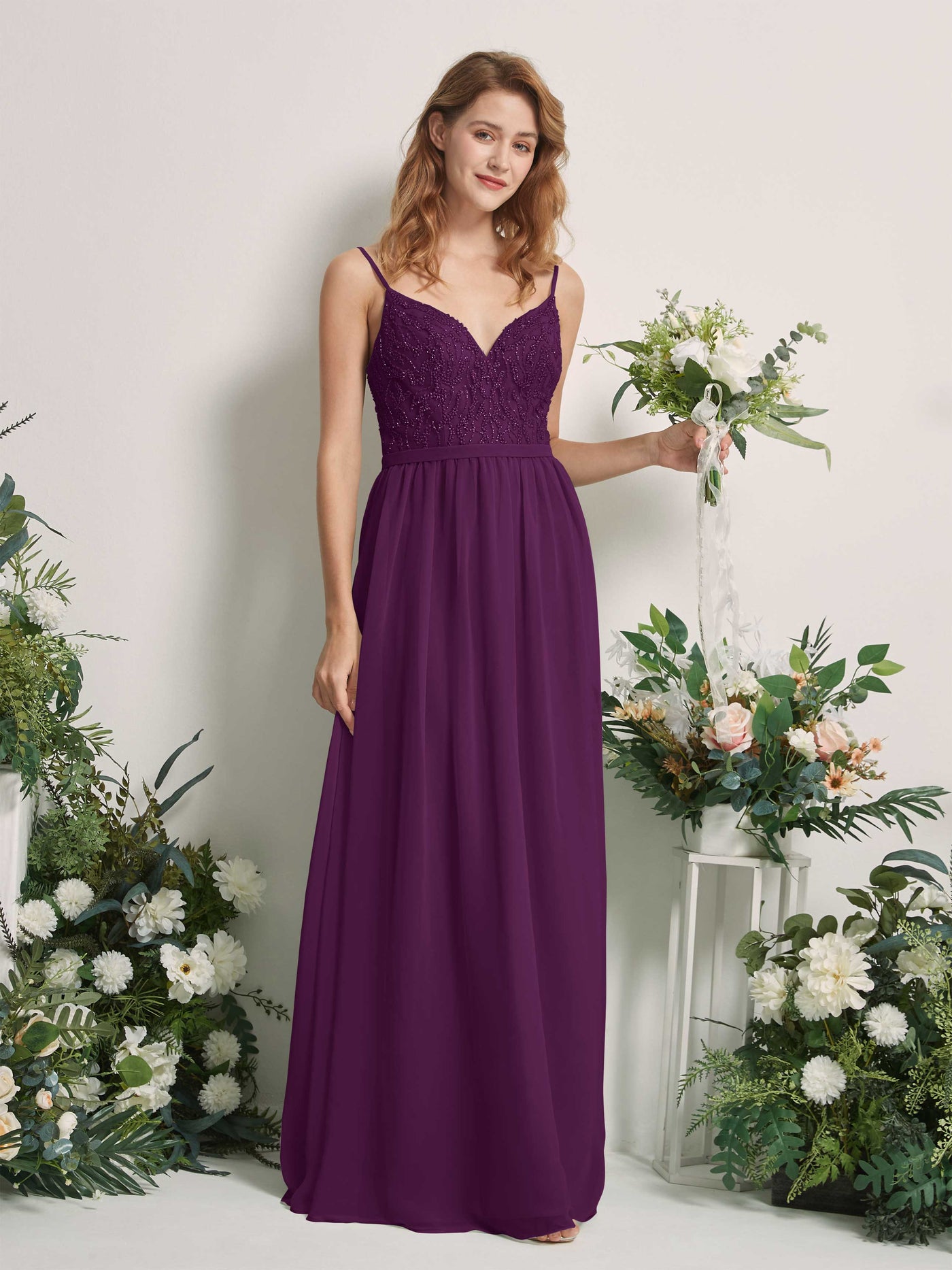 Grape Bridesmaid Dresses A-line Spaghetti-straps Sleeveless Chiffon Dresses (81226531)#color_grape