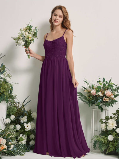Carlyna Verna A-Line Grape Beaded Bridesmaid Dress Maxi Sleeveless Sweetheart Dress Front View #color_grape