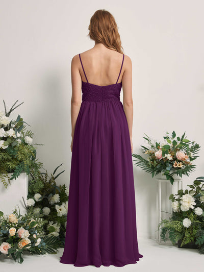 Carlyna Verna A-Line Grape Beaded Bridesmaid Dress Maxi Sleeveless Sweetheart Dress Back View #color_grape