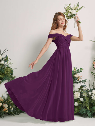 Carlyna Leona A-Line Grape Embroidered Bridesmaid Dress Maxi Sleeveless Sweetheart Dress Side View 2 #color_grape