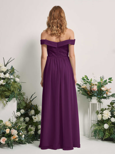 Carlyna Leona A-Line Grape Embroidered Bridesmaid Dress Maxi Sleeveless Sweetheart Dress Back View #color_grape