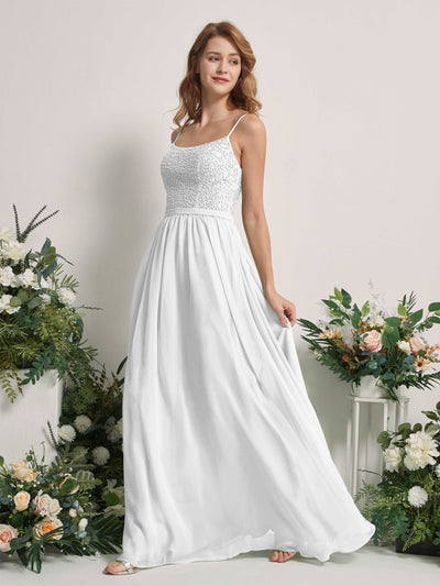 Carlyna Ursula A-Line White Beaded Bridesmaid Dress Maxi Sleeveless Sweetheart Dress Side View 2 #color_white