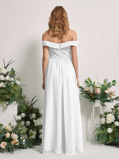 Carlyna Leona A-Line White Embroidered Bridesmaid Dress Maxi Sleeveless Sweetheart Dress Back View #color_white