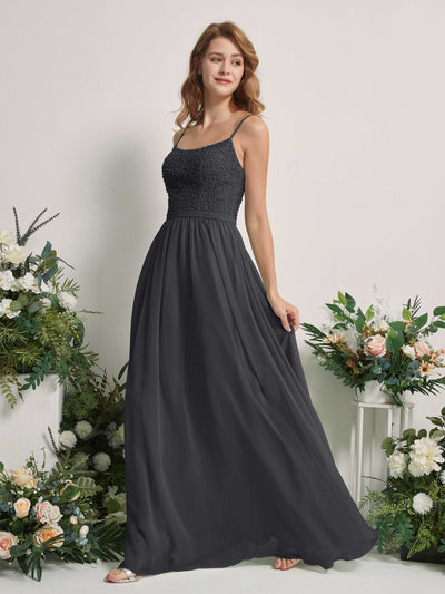 Carlyna Ursula A-Line Pewter Beaded Bridesmaid Dress Maxi Sleeveless Sweetheart Dress Side View 2 #color_pewter