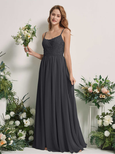 Carlyna Verna A-Line Pewter Beaded Bridesmaid Dress Maxi Sleeveless Sweetheart Dress Front View #color_pewter