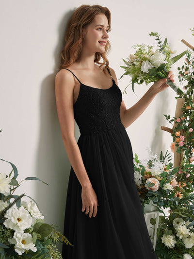 Carlyna Verna A-Line Black Beaded Bridesmaid Dress Maxi Sleeveless Sweetheart Dress Side View 2 #color_black