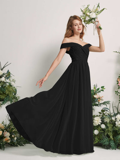 Carlyna Leona A-Line Black Embroidered Bridesmaid Dress Maxi Sleeveless Sweetheart Dress Side View 2 #color_black