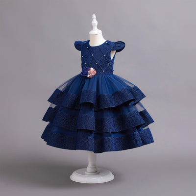 Champagne Tulle Flower Girl Dress – Tea Length Princess A-Line Gown